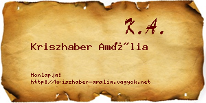 Kriszhaber Amália névjegykártya